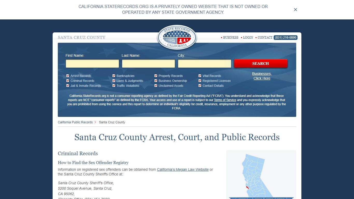 Santa Cruz County Arrest, Court, and Public Records